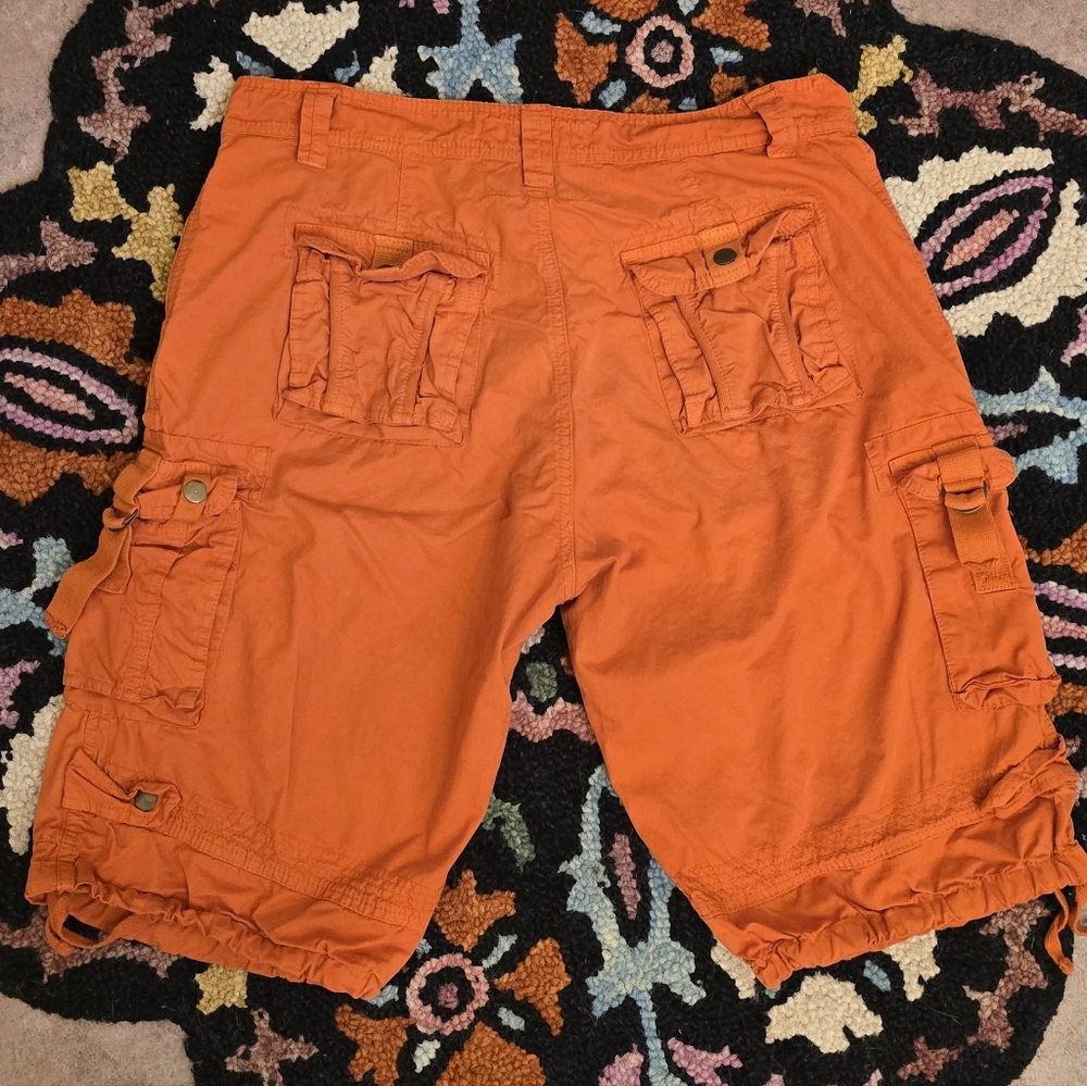 🔥🔥Y2K Bespoke Men’s Orange Cargo Shorts🔥🔥 SIZE 34 - Picture 5 of 8